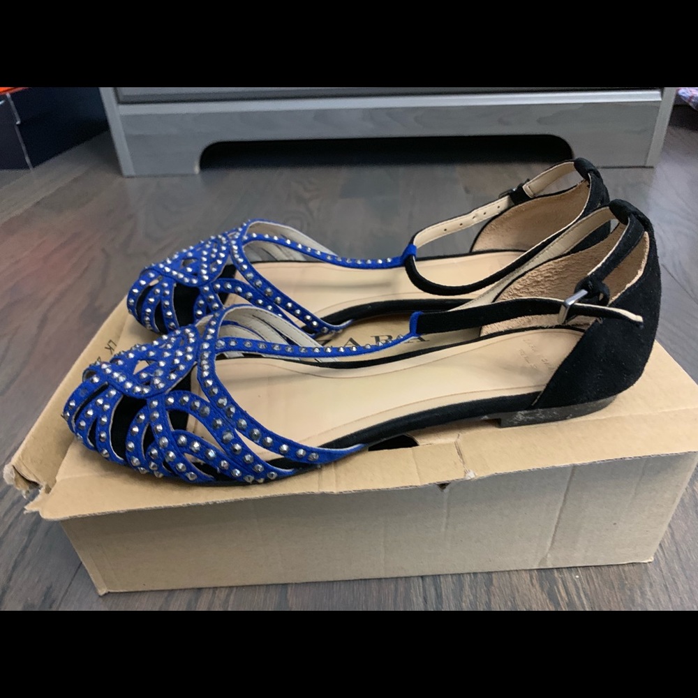 Zara blue sequin flats